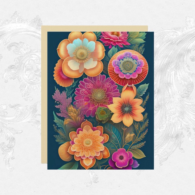 Flowers Pink Oranje Colorful Scrapbook Paper (Creator heeft geüpload)