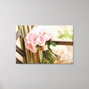 Flowers   Pink Rose Bouquet Canvas Afdruk
