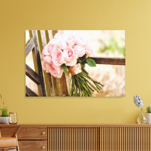 Flowers | Pink Rose Bouquet Canvas Afdruk (Insitu (Woonkamer))