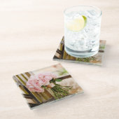 Flowers | Pink Rose Bouquet Glazen Onderzetter (Schuin)