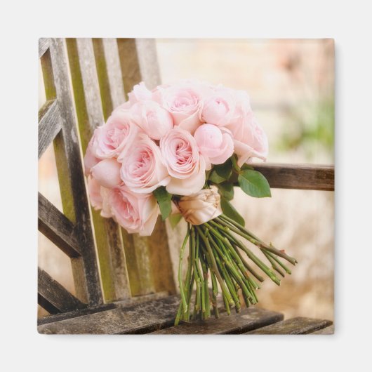 Flowers | Pink Rose Bouquet Magneet (Voorkant)