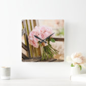Flowers | Pink Rose Bouquet Vierkante Klok (Huis)