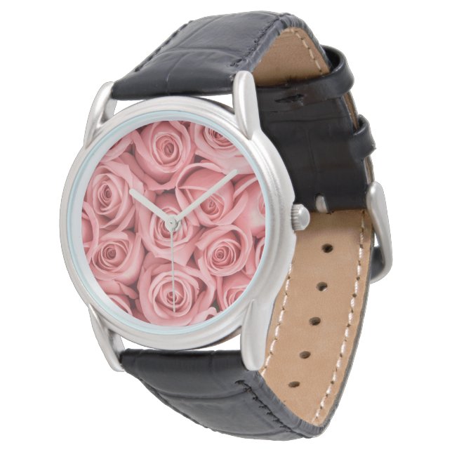 Flowers | Pink Roses Horloge (Gekanteld)
