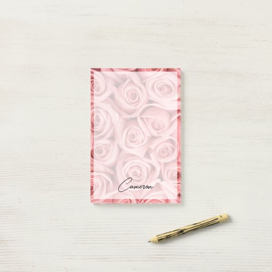 Flowers | Pink Roses Post-it® Notes (Op bureau)