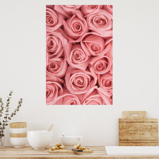 Flowers | Pink Roses Poster (Keuken)