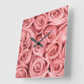 Flowers | Pink Roses Vierkante Klok (Hoek)