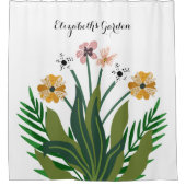 Flowers Pink Yellow Waterverf Bouquet Douchegordijn (Voorkant)