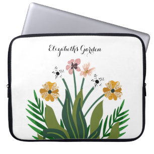 Flowers Pink Yellow Waterverf Bouquet Laptop Sleeve