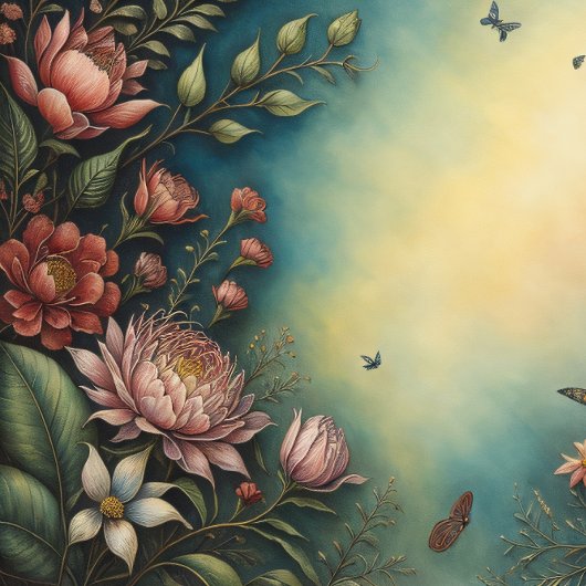 Flowers & postcard no3 vintage tissue paper tissuepapier