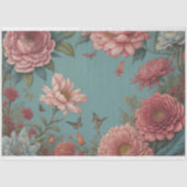 Flowers & postcard v6 vintage tissue paper tissuepapier (Voorkant)