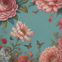 Flowers & postcard v6 vintage tissue paper