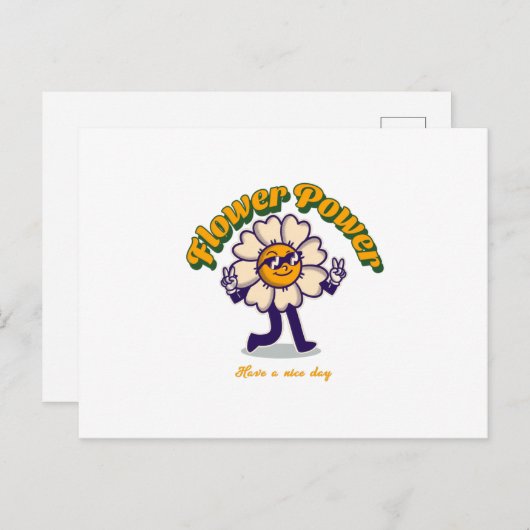 Flowers Power - Een leuke dag grappig Briefkaart (Voorkant / Achterkant)