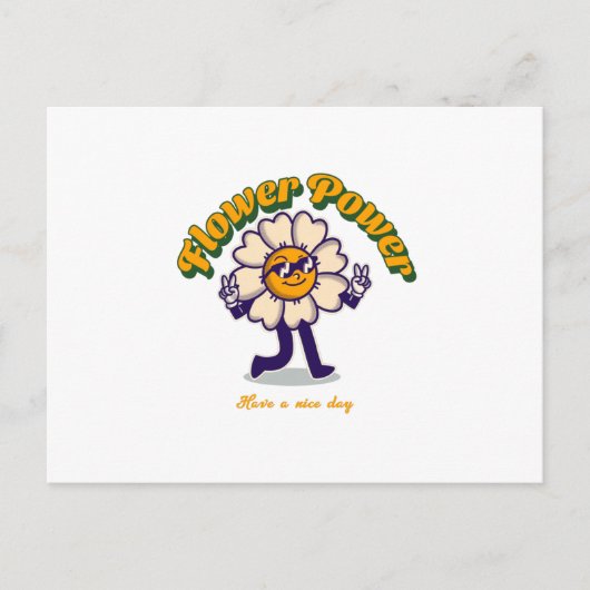 Flowers Power - Een leuke dag grappig Briefkaart (Voorkant)
