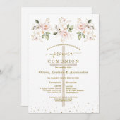 Flowers Primera Comunión Triplets Holy Communion Kaart (Voorkant / Achterkant)