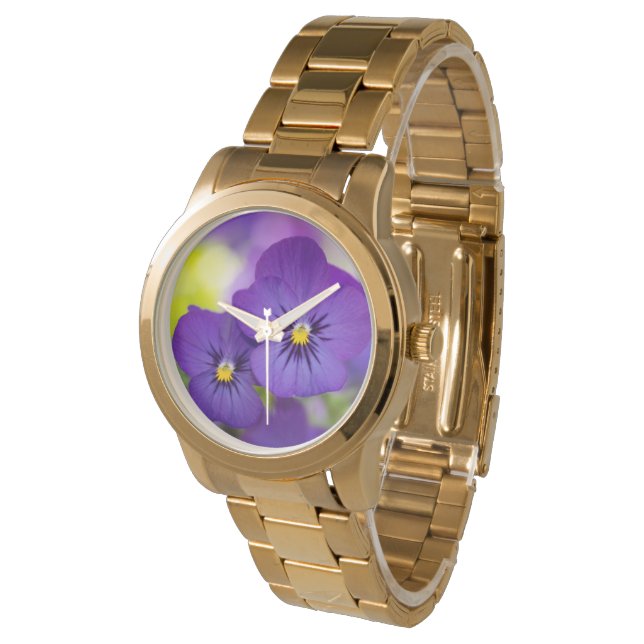 Flowers | Purple Pansies Horloge (Gekanteld)