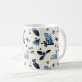 Flowers Rabbit Monkey Blue White Vintage Koffiemok (Voorkant rechts)