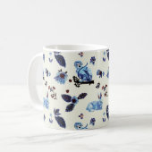 Flowers Rabbit Monkey Blue White Vintage Koffiemok (Voorkant links)
