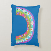 Flowers Rainbow op Sky Blue You Customize Accent Kussen (Achterkant (Verticaal))
