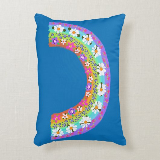 Flowers Rainbow op Sky Blue You Customize Accent Kussen (Voorkant(Verticaal))