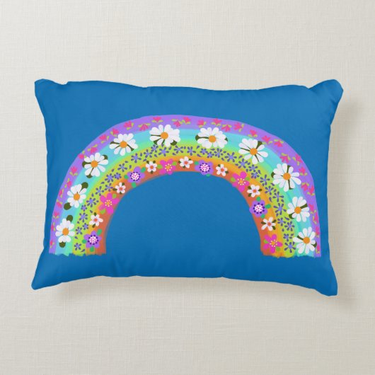 Flowers Rainbow op Sky Blue You Customize Accent Kussen (Achterkant)