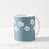 Flowers Raining Springtime Blue Gloomy Fun Koffiemok (Voorkant rechts)