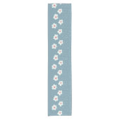 Flowers Raining Springtime Blue Gloomy Fun Korte Tafelloper (Voorkant)