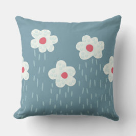 Flowers Raining Springtime Blue Gloomy Fun Kussen