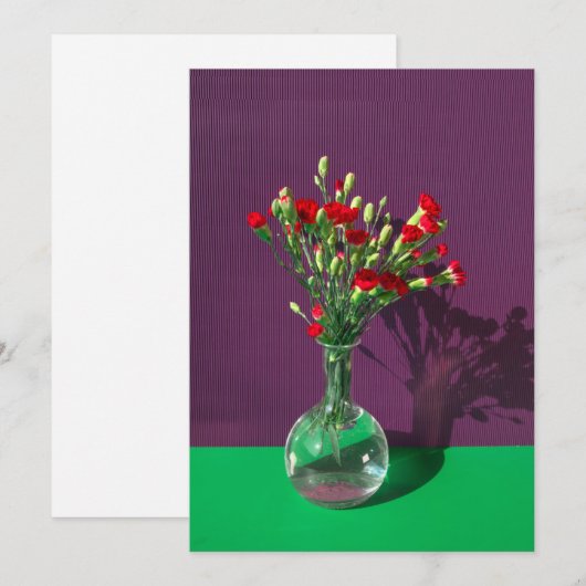 Flowers Red Carantion Bouquet Bedankkaart (Voorkant / Achterkant)