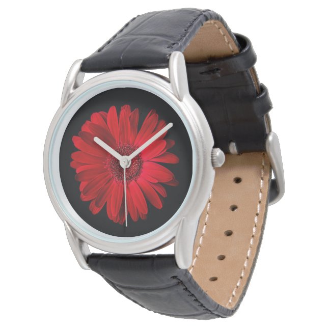Flowers Red Gerbera Daisy Horloge (Gekanteld)