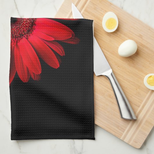 Flowers Red Gerbera Daisy Theedoek (Quarter Fold)