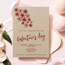Flowers Red Pink Friends Galentine Day Kraft Kaart