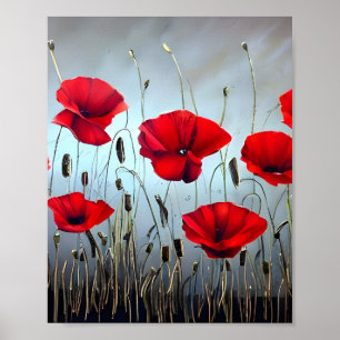 Flowers Red Poppies Art Poster