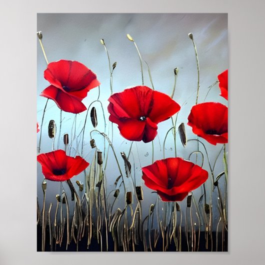 Flowers Red Poppies Art Poster (Voorkant)