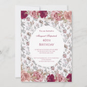 Flowers Red Roze Roses White Birthday Party Kaart (Voorkant)