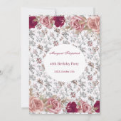 Flowers Red Roze Roses White Birthday Party Kaart (Achterkant)