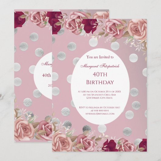 Flowers Red Roze White Roses Birthday Party Kaart (Voorkant / Achterkant)