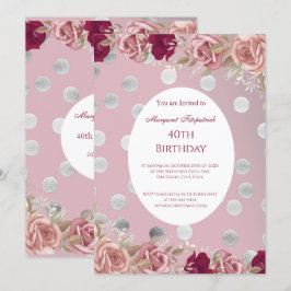 Flowers Red Roze White Roses Birthday Party Kaart