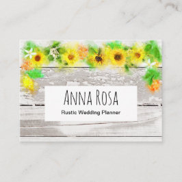 Flowers Rustic Old  Wood Sunflower Lemons Visitekaartje