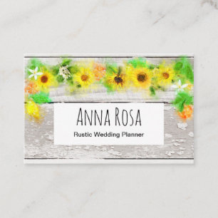 Flowers Rustige  Old Wood Sunflower Lemons Visitekaartje