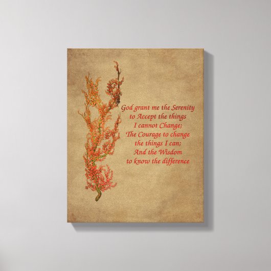 Flowers Serenity Prayer Inspirerend Canvas Afdruk (Voorkant)