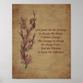 Flowers Serenity Prayer Inspirerend Poster (Voorkant)