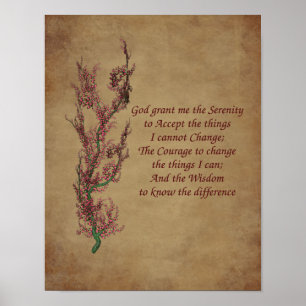 Flowers Serenity Prayer Inspirerend Poster
