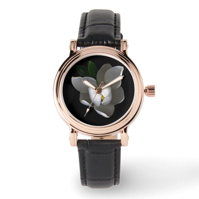 Flowers | Single White Magnolia Blossom Horloge (Voorkant)