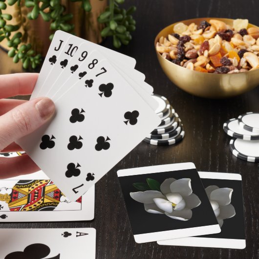 Flowers | Single White Magnolia Blossom Pokerkaarten (Insitu)