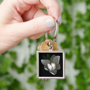 Flowers Single White Magnolia Blossom Sleutelhanger