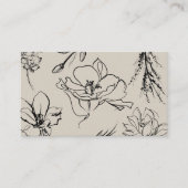 Flowers Sketch Beige Script Signature Classy Visitekaartje (Voorkant)