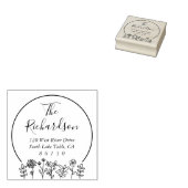 Flowers Sketch Diamond Retouradres Self-Inking Rubberstempel (Gestempeld)