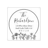 Flowers Sketch Diamond Retouradres Self-Inking Rubberstempel (Afrduk)