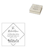 Flowers Sketch Diamond Retouradres Self-Inking Rubberstempel (Gestempeld)