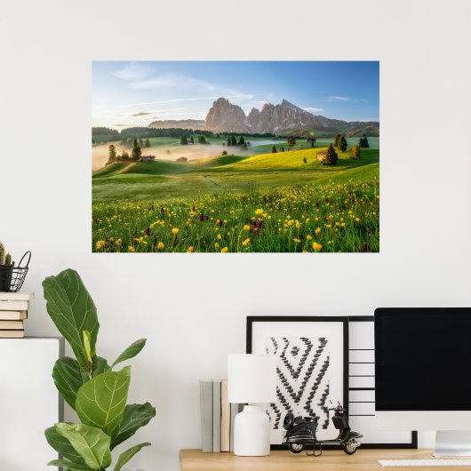 Flowers | Spring Alpe di Siusi Langkofel Poster (Thuiskantoor)